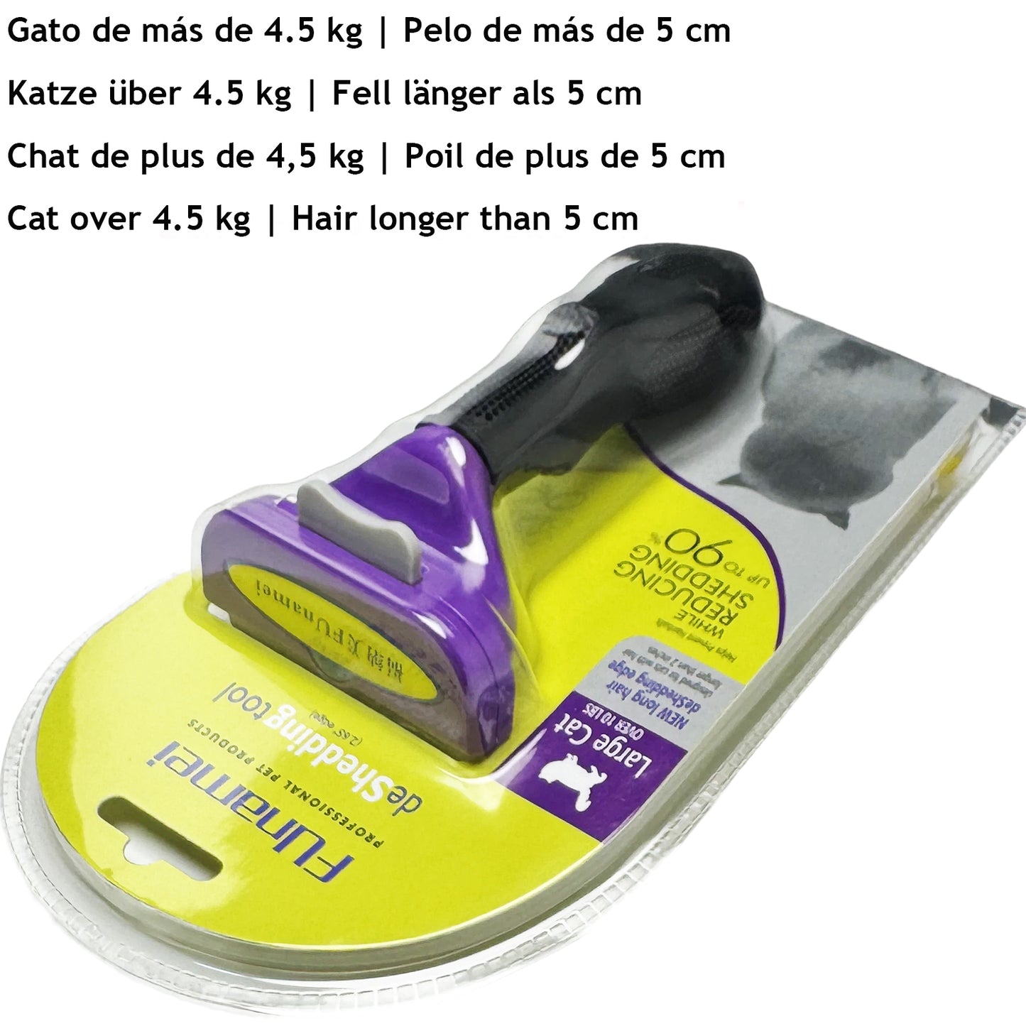 Brosse PurFect pour chat en blister, lame S et L, tête violette et base jaune