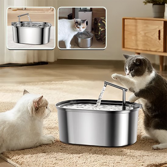Fontaine a eau chat | Inox Zen plusieur chat