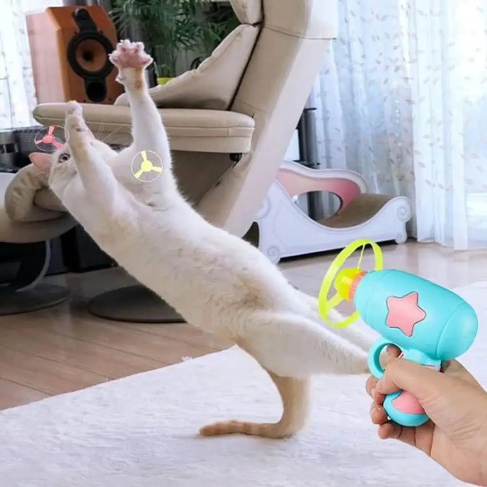 Lance-bulles d’été pour chat turquoise et rose, embout étoile et anneaux jaunes