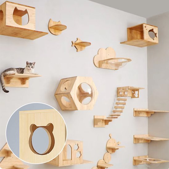 Arbre Ă  chat en bois | Design Vertical mural - Universduchat