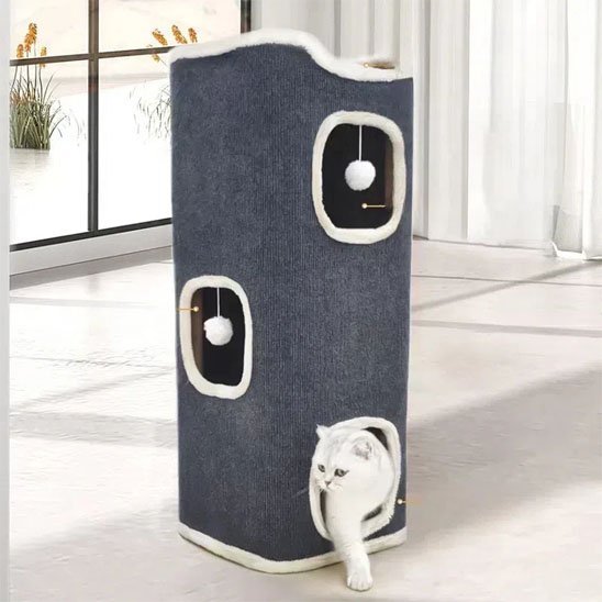 Arbre Ă  Chat | Design Cylindrique Gris - Universduchat