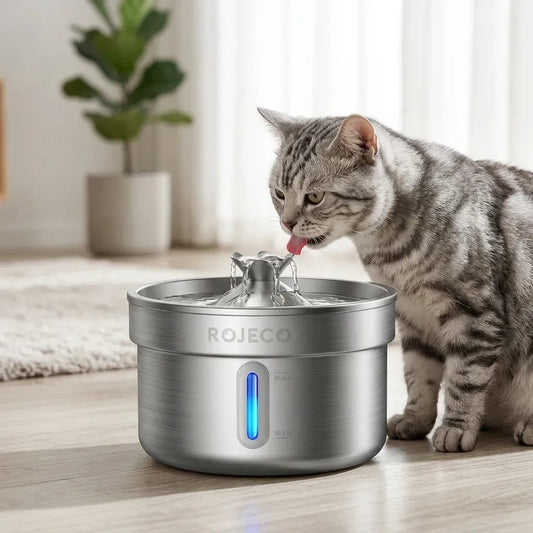 hat buvant dans une fontaine à eau pour chat"