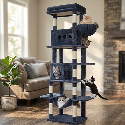 Arbre à chat XXL avec hamacs suspendus - alternative au griffage du canapé