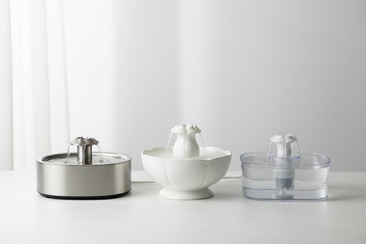 Comparatif fontaines à eau pour chat : inox, céramique et plastique