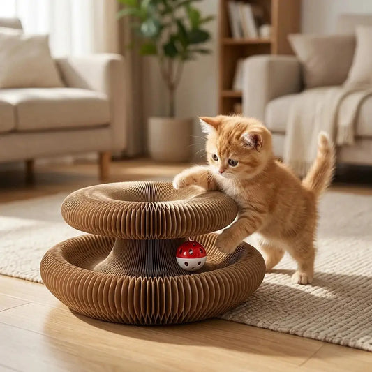Chat jouant avec un jouet en carton - meilleurs jouets pour chat 2026