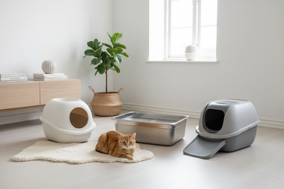 Collection bac à litière pour chat — fermé, inox, automatique — Univers du Chat