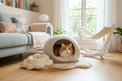 Accessoires pour chat – collerette, protection canapé, maison chat et hamac fenêtre