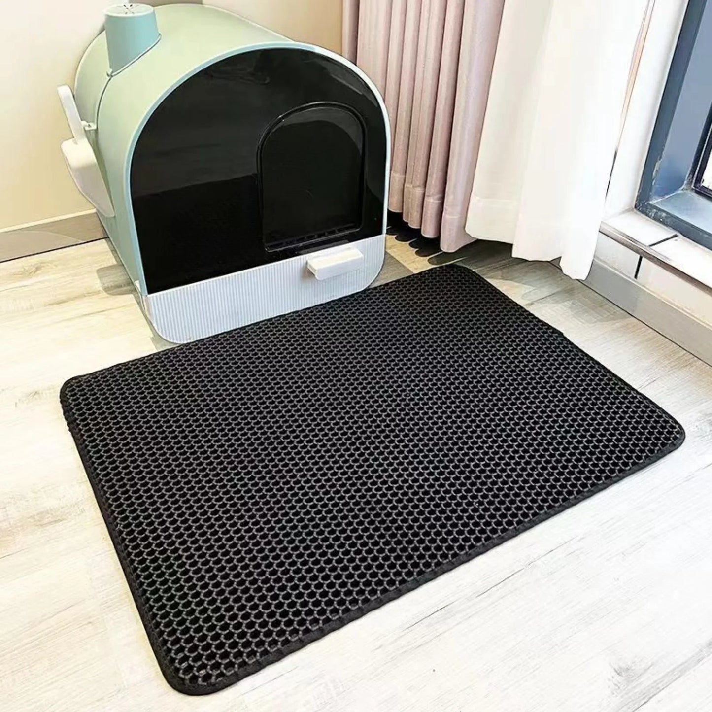 Tapis de litière EVA noir à picots, surface antidérapante pour bac