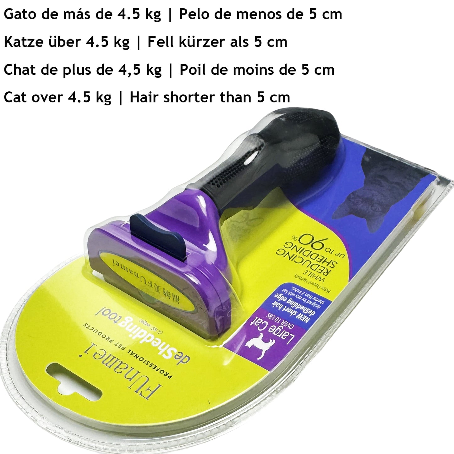 Brosse PurFect pour chat en blister, lame S et L, tête violette et base jaune