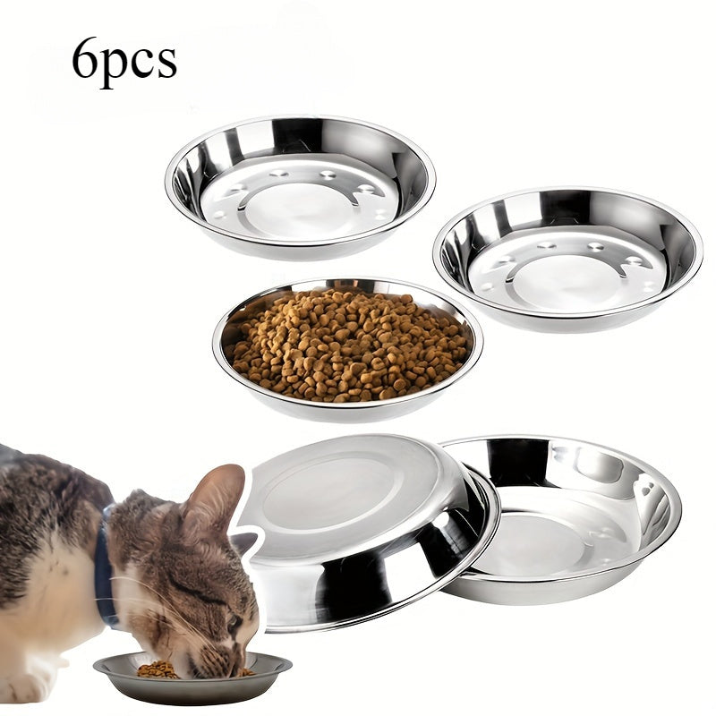Lot de 6 gamelles inox pour chaton, bols ronds à bord bas anti-vibrations.