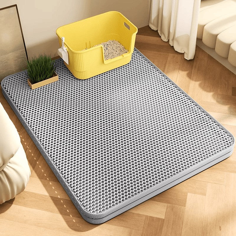 Tapis de litière EVA gris à picots, rectangulaire, bords relevés