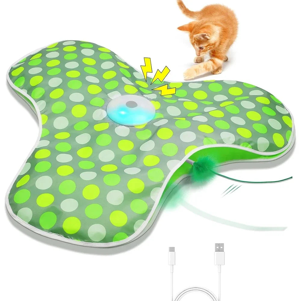 Tapis motorisé pour chat | Cache-cache plumes et souris grinçante