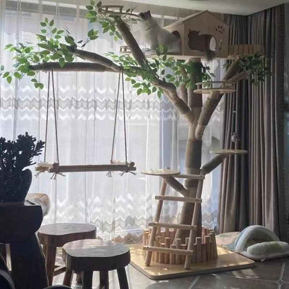 Arbre à Chat en Bois | Naturel Élégance - Universduchat