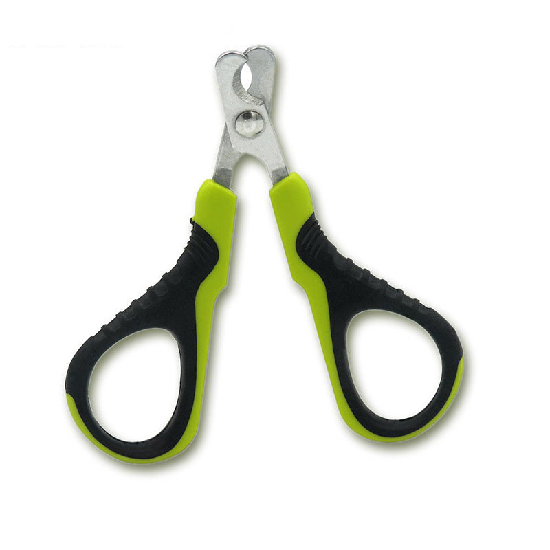 Ciseaux coupe-griffes pour chat en acier inox, poignées vert fluo avec inserts noirs