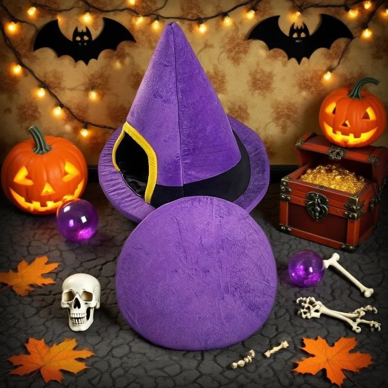 Lit + coussin amovible, ambiance Halloween avec citrouilles et crâne
