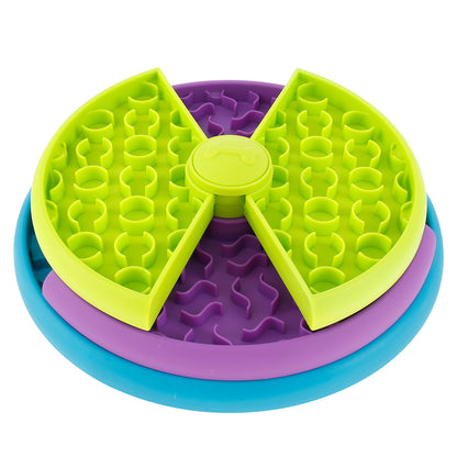 Tapis de léchage en silicone pour chat, rond multicolore vert violet bleu