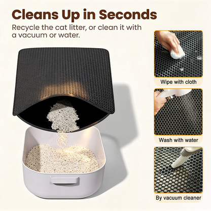 Tapis de litière pour chat foncé à texture alvéolée, double couche amovible, antidérapant