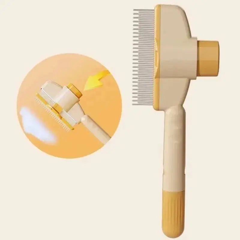 Brosse autonettoyante à picots, poignée beige et tête de brossage
