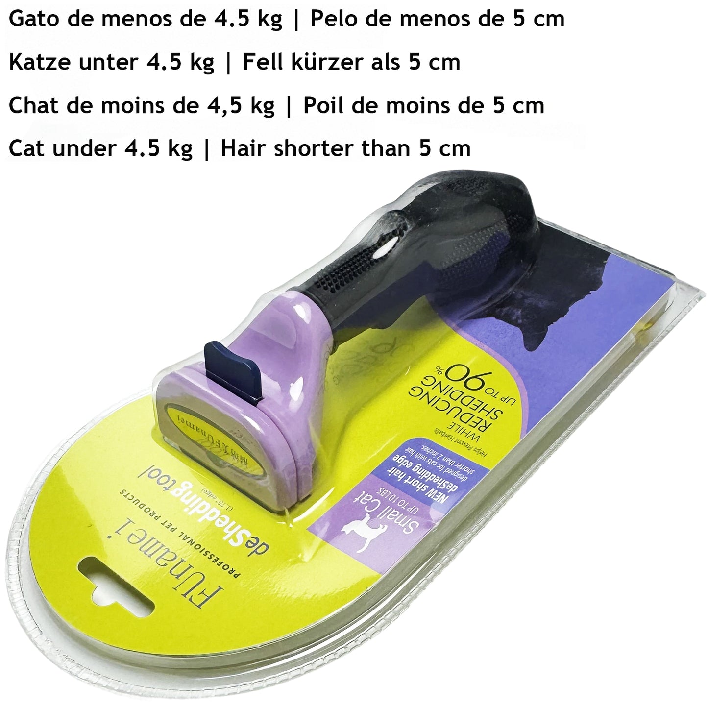 Brosse PurFect pour chat en blister, lame S et L, tête violette et base jaune