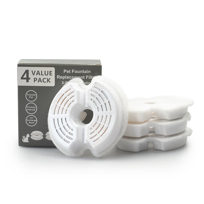 Lot de 4 filtres de rechange blancs pour fontaine à eau pour chat