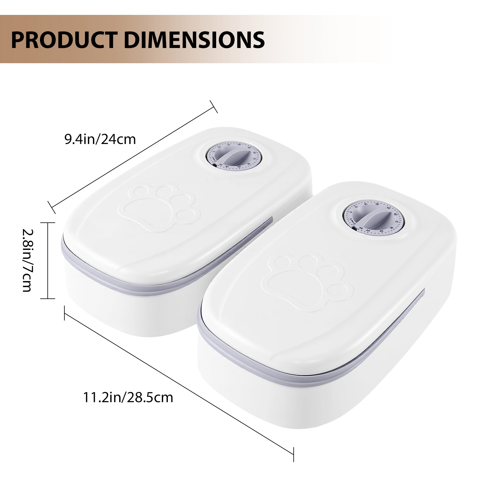 Distributeur double pour chat en blanc, base avec deux réservoirs, forme compacte