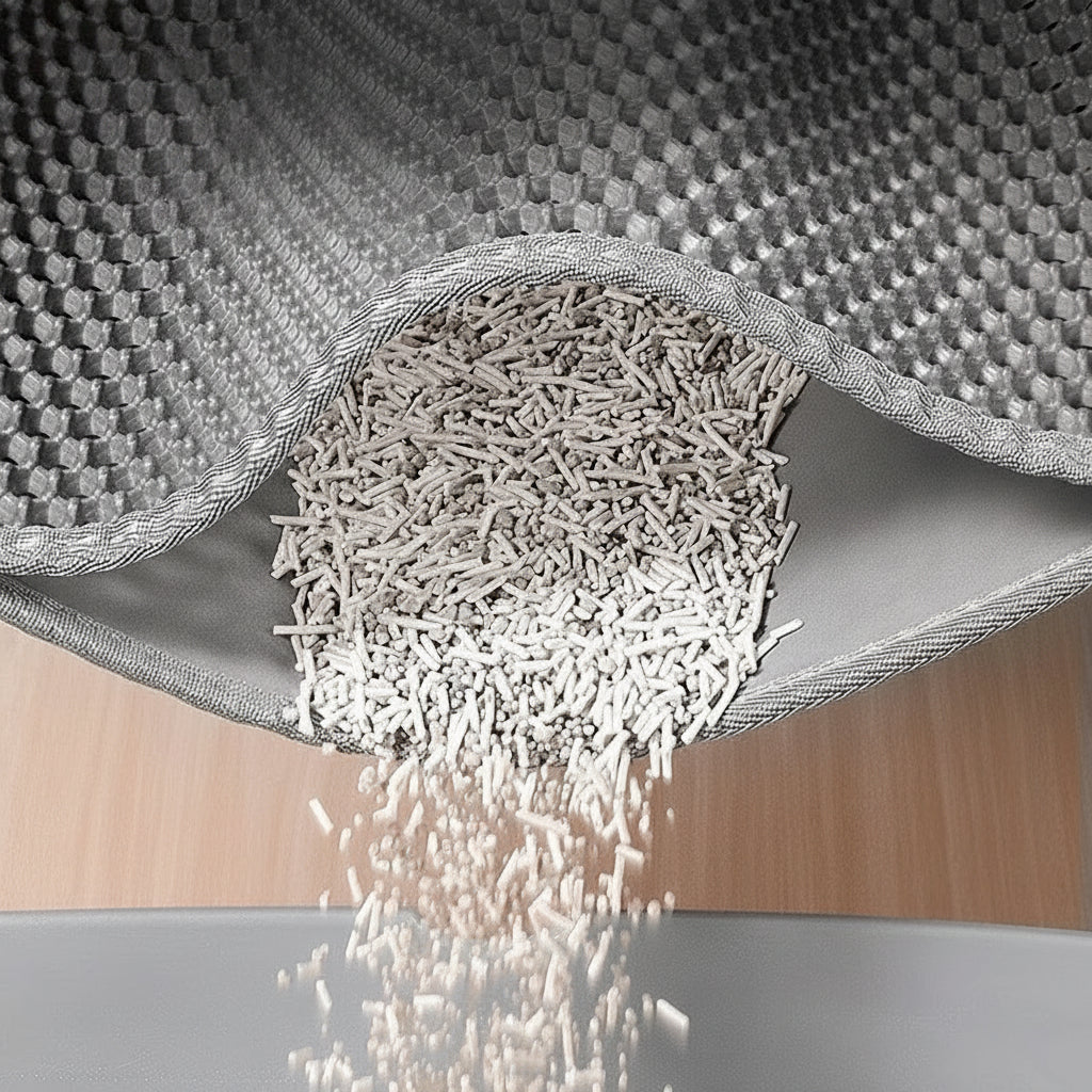 Tapis de litière EVA gris à picots, litière à grains emprisonnée dans la surface