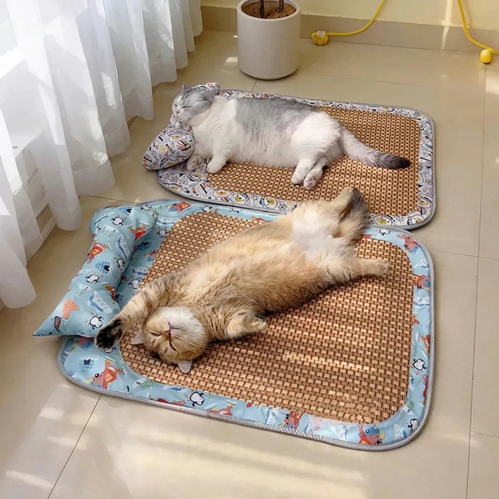 Tapis Rafraîchissant pour Chat | Rotin Naturel Respirant