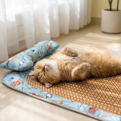 Tapis Rafraîchissant pour Chat | Rotin Naturel Respirant