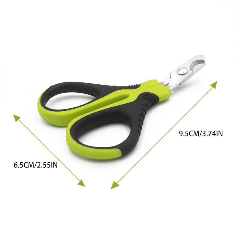 Ciseaux coupe-griffes pour chat, poignées vert fluo et noires, lames acier inox