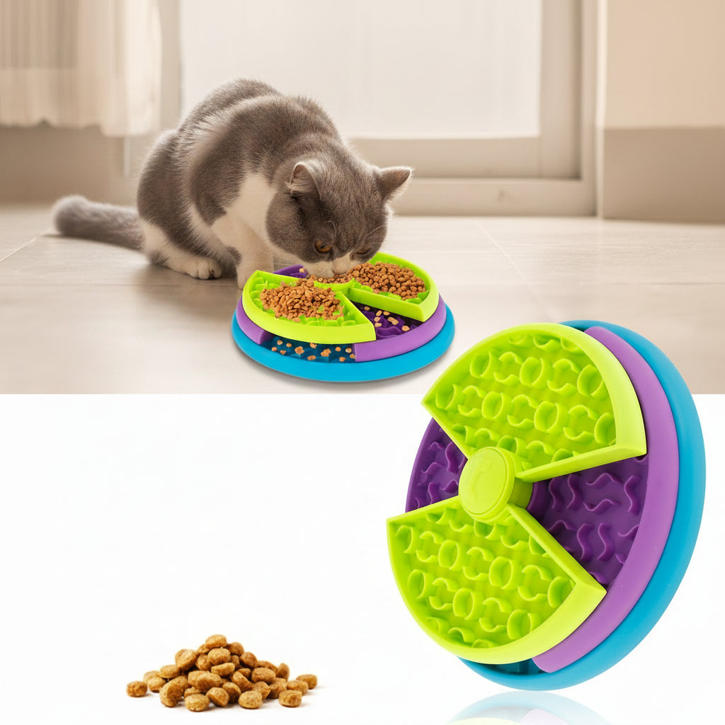 Tapis de léchage en silicone multicolore pour chat, avec croquettes