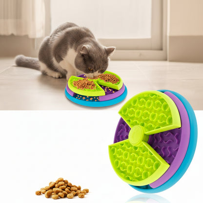 Tapis de léchage en silicone multicolore pour chat, avec croquettes