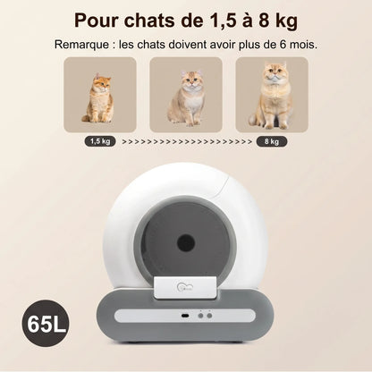 Gabarit chats compatibles bac à litière auto-nettoyant — chats 1,5 à 8 kg