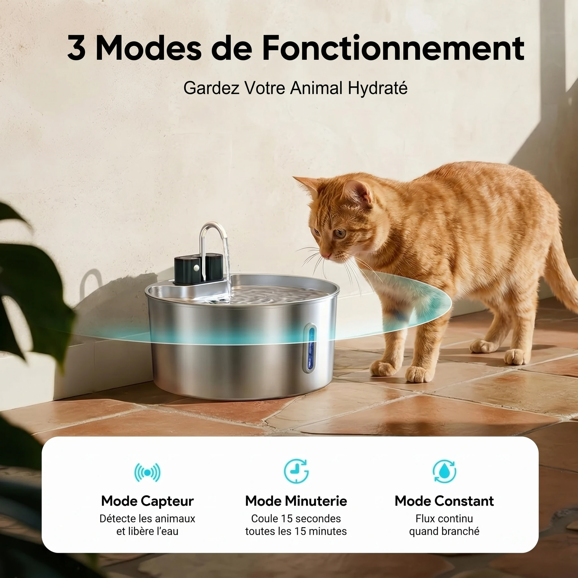 Fontaine à Eau pour chat avec detectionde mouvement
