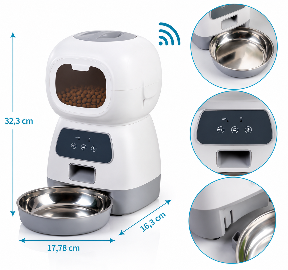 Distributeur de croquettes connecté et fontaine à eau 2 L pour chat"
generated-image.