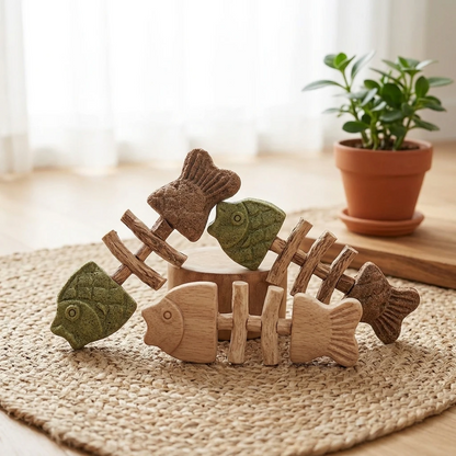 Jouet pour chat naturel poissoin naturel favorise le nettoyage des dents