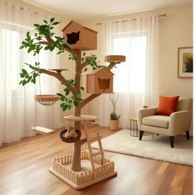 Arbre à Chat en Bois | Naturel Élégance - Universduchat