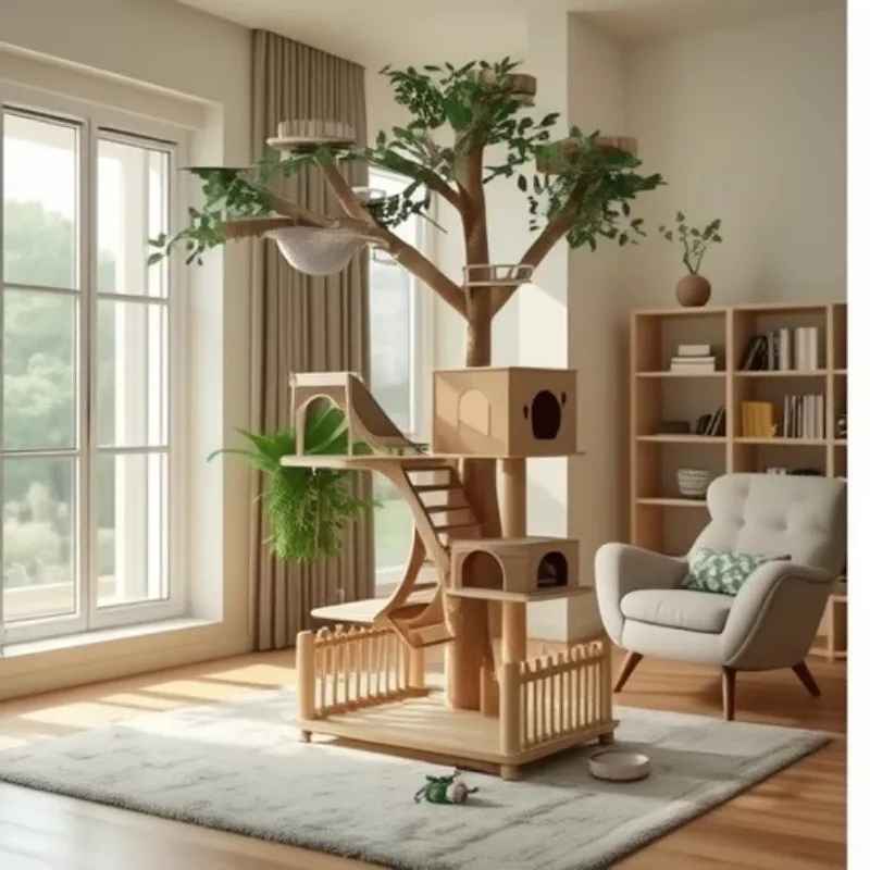 Arbre à Chat en Bois | Naturel Élégance - Universduchat