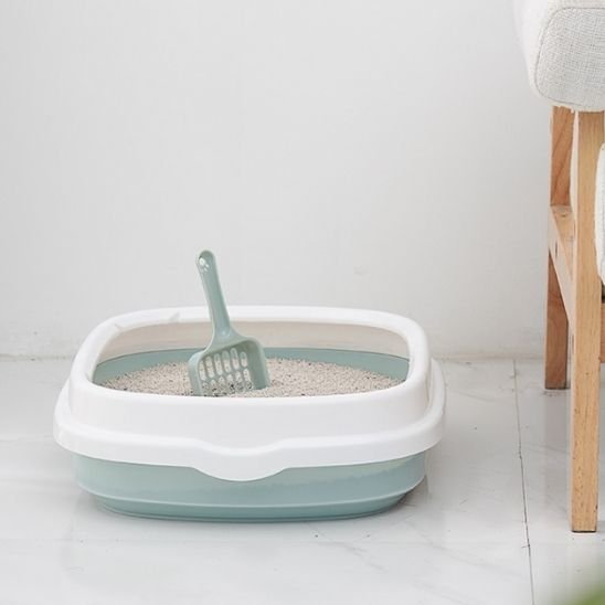 Bac à litière chat bleu