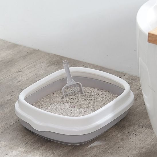 Bac à litière chat gris
