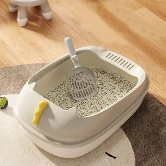 Bac à litière chat BEIGE BLANCE