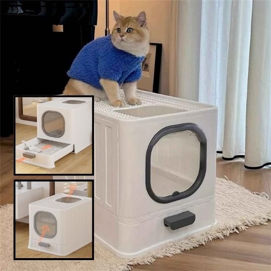 Bac litière chat blanc