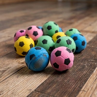 Lot de balles interactives pour chat en forme de football, rose vert jaune bleu