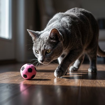 Balle interactive pour chat avec ballon de football rose
