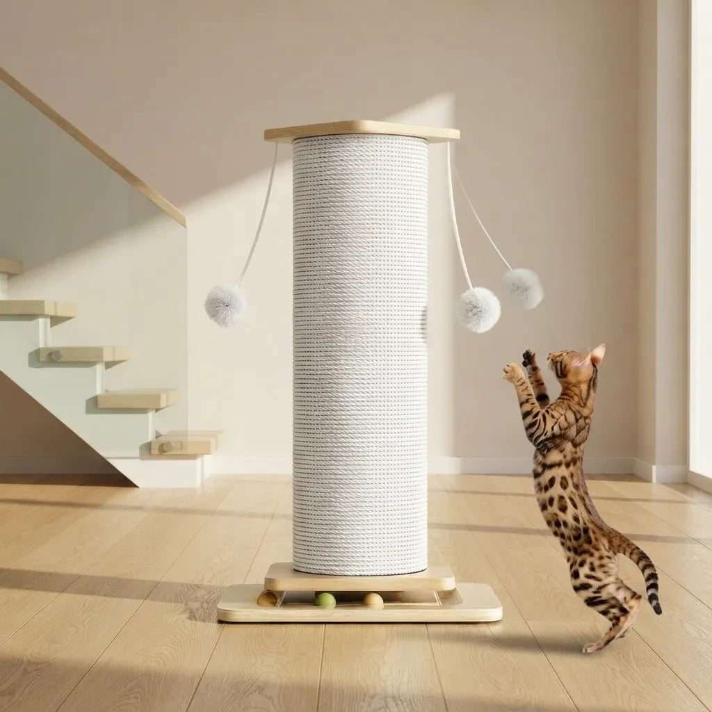 Griffoir chat en sisal naturel | Poteau XXL 60 ou 80 cm | Base stable