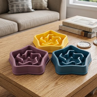 Gamelle anti glouton Chat Design en creux et reliefs