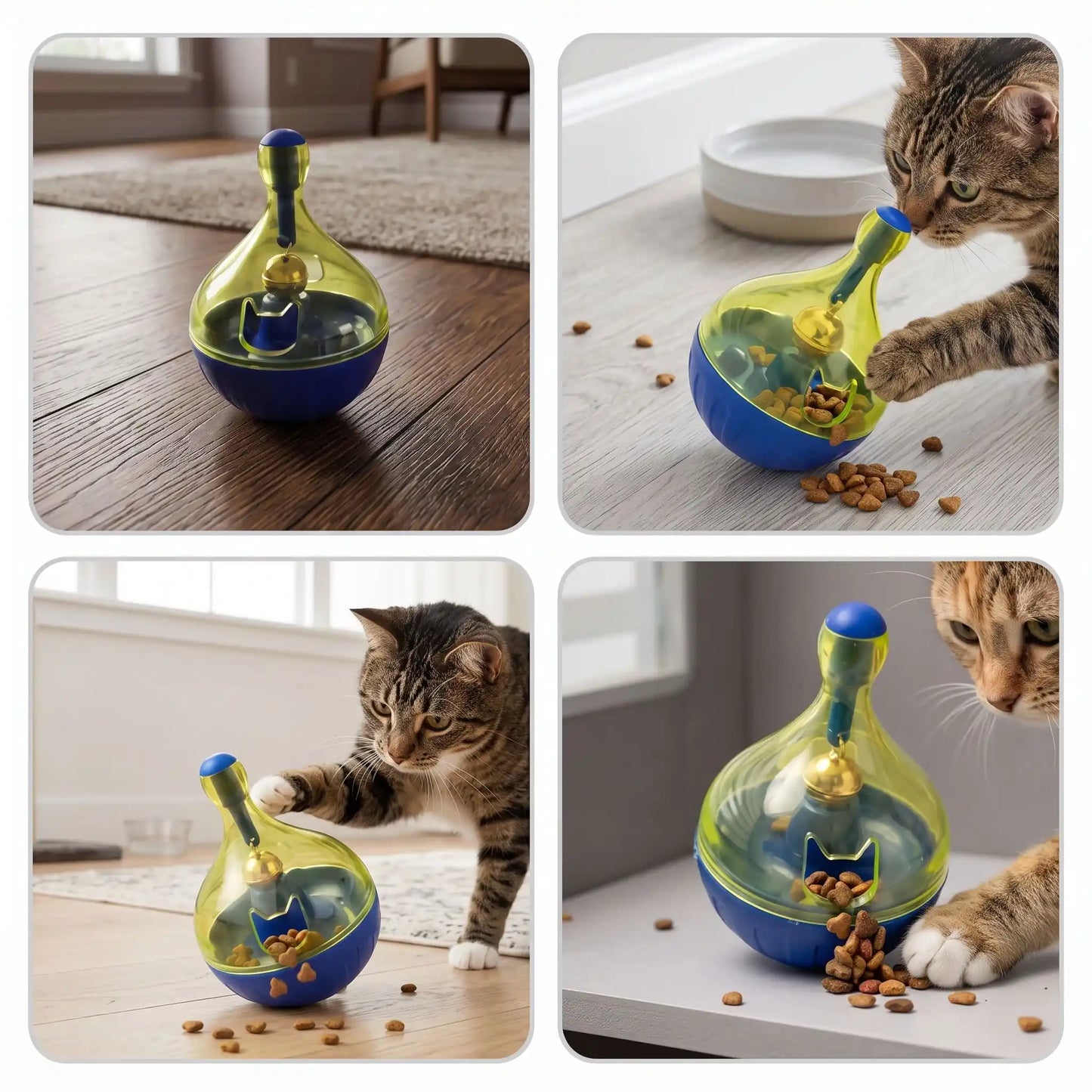 Distributeur friandises chat | Carafe oscillante anti-glouton | Lot de 3 ou 5