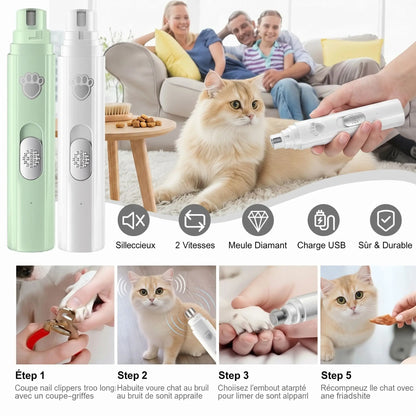 Lime à ongles électrique chat, vert menthe et blanche, embout de meulage