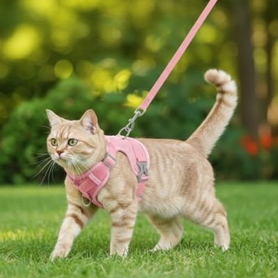 Harnais chat Conception en forme de gilet rose