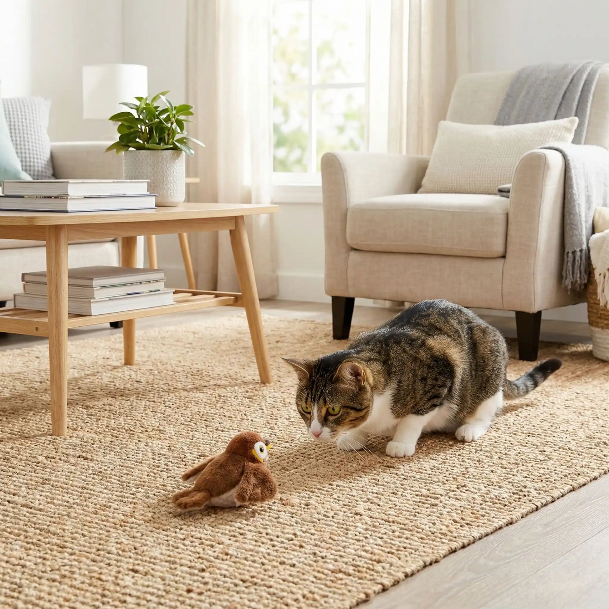 Jouet Chat interactif jouant dans la piece de vie