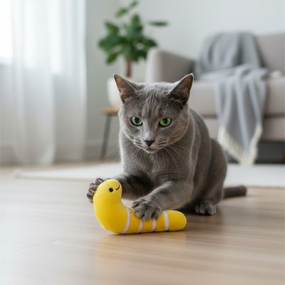 Jouet chat ver de terre